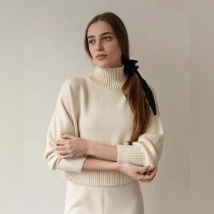 First Rite Crop Turtleneck Sweater Ivory S